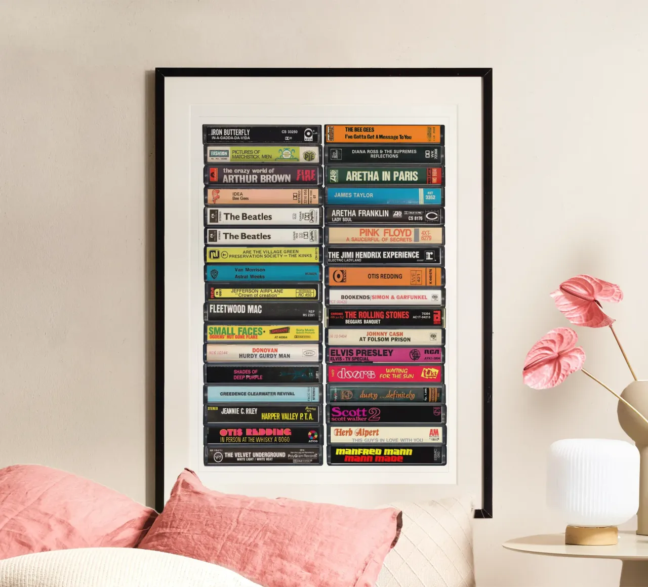 57th Birthday Print - Music of 1968 poster with aluminum frame by MrMustardPrints
