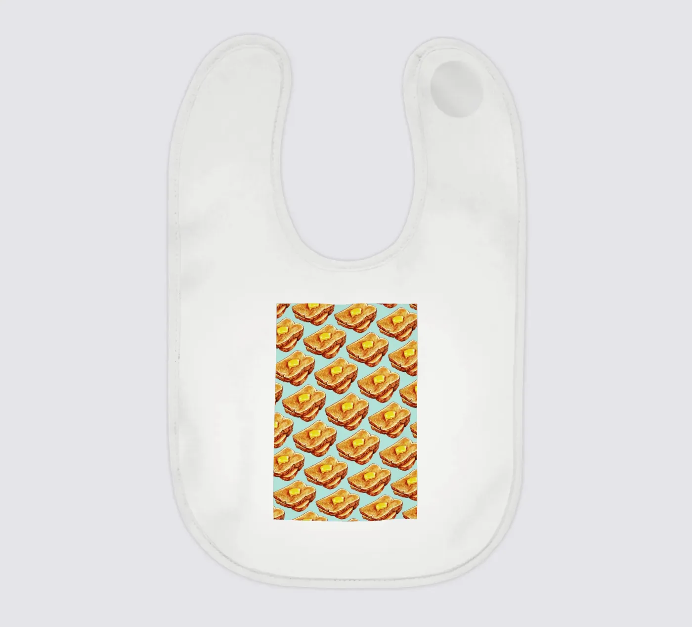 Buttered Toast Pattern baby bib by Kelly Gilleran