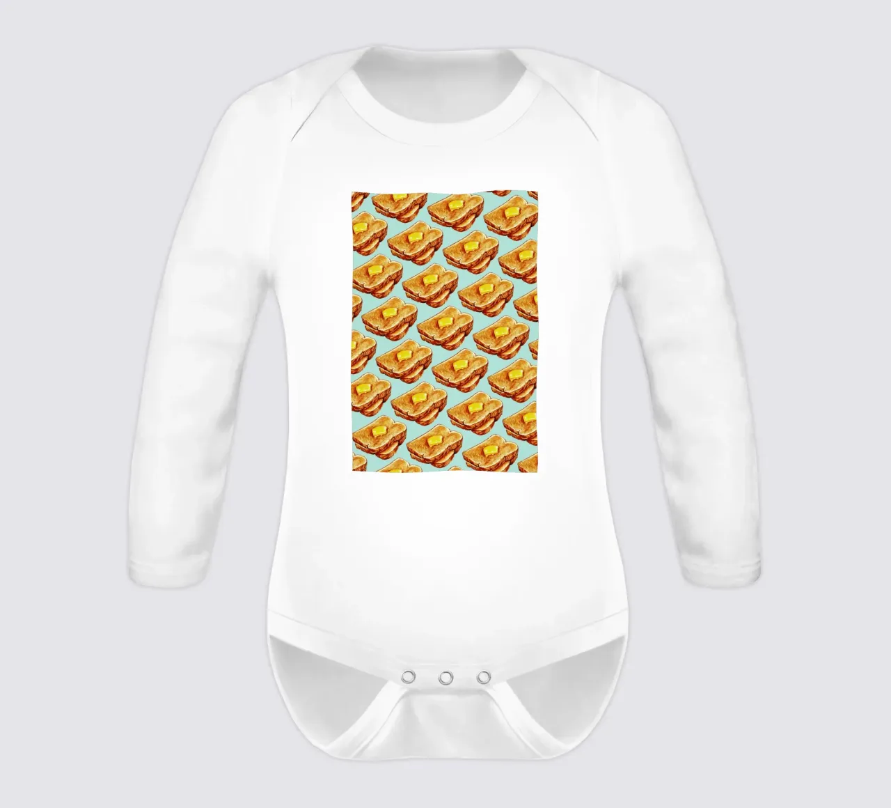 Buttered Toast Pattern body neonato maniche lunghe da Kelly Gilleran