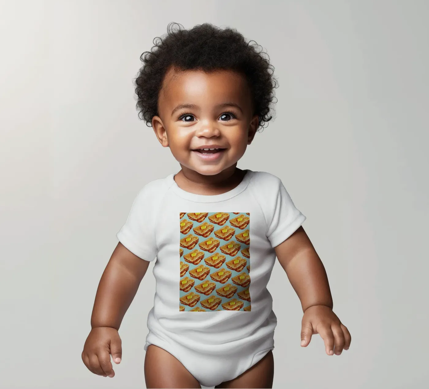 Buttered Toast Pattern Kurzarm Babybody von Kelly Gilleran