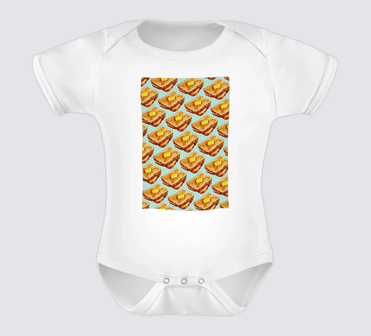 Buttered Toast Pattern body neonato maniche corte da Kelly Gilleran