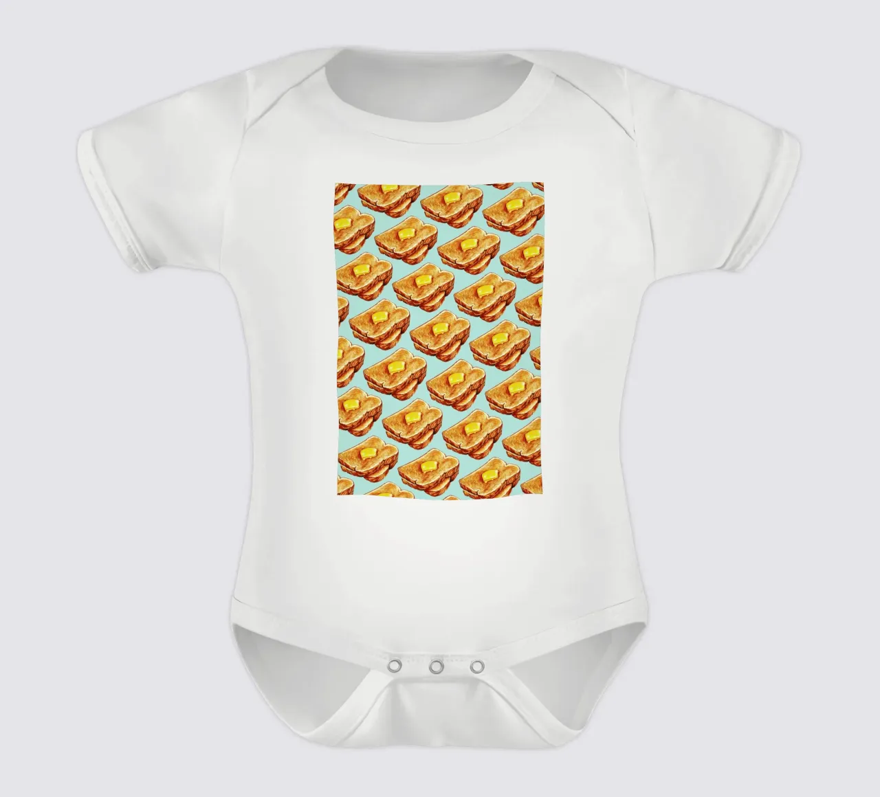 Buttered Toast Pattern body neonato maniche corte da Kelly Gilleran