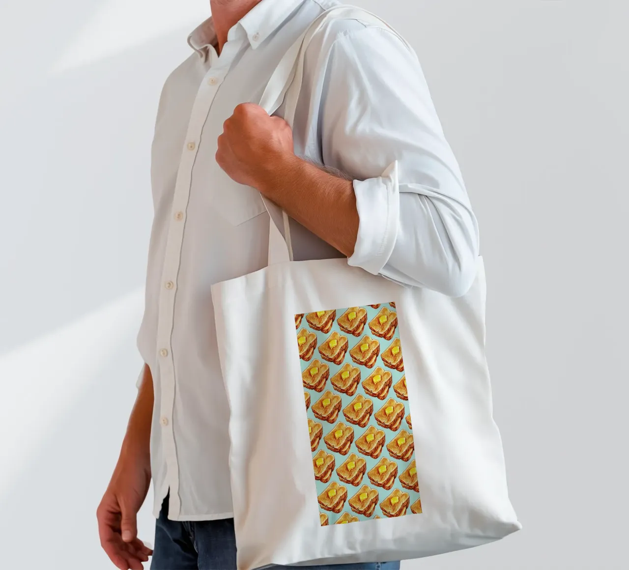 Buttered Toast Pattern borsa in juta da Kelly Gilleran