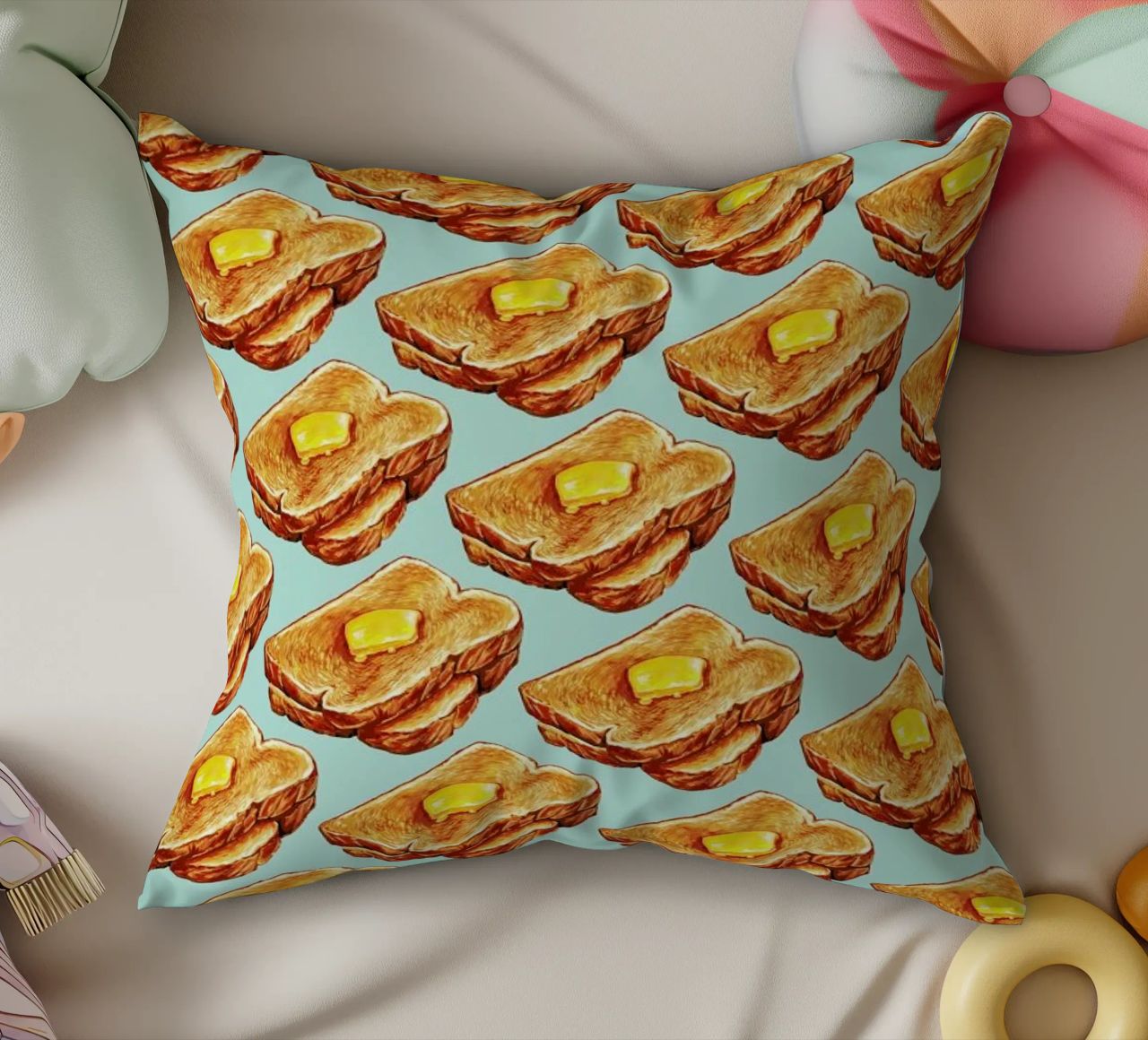 Buttered Toast Pattern cuscino da Kelly Gilleran