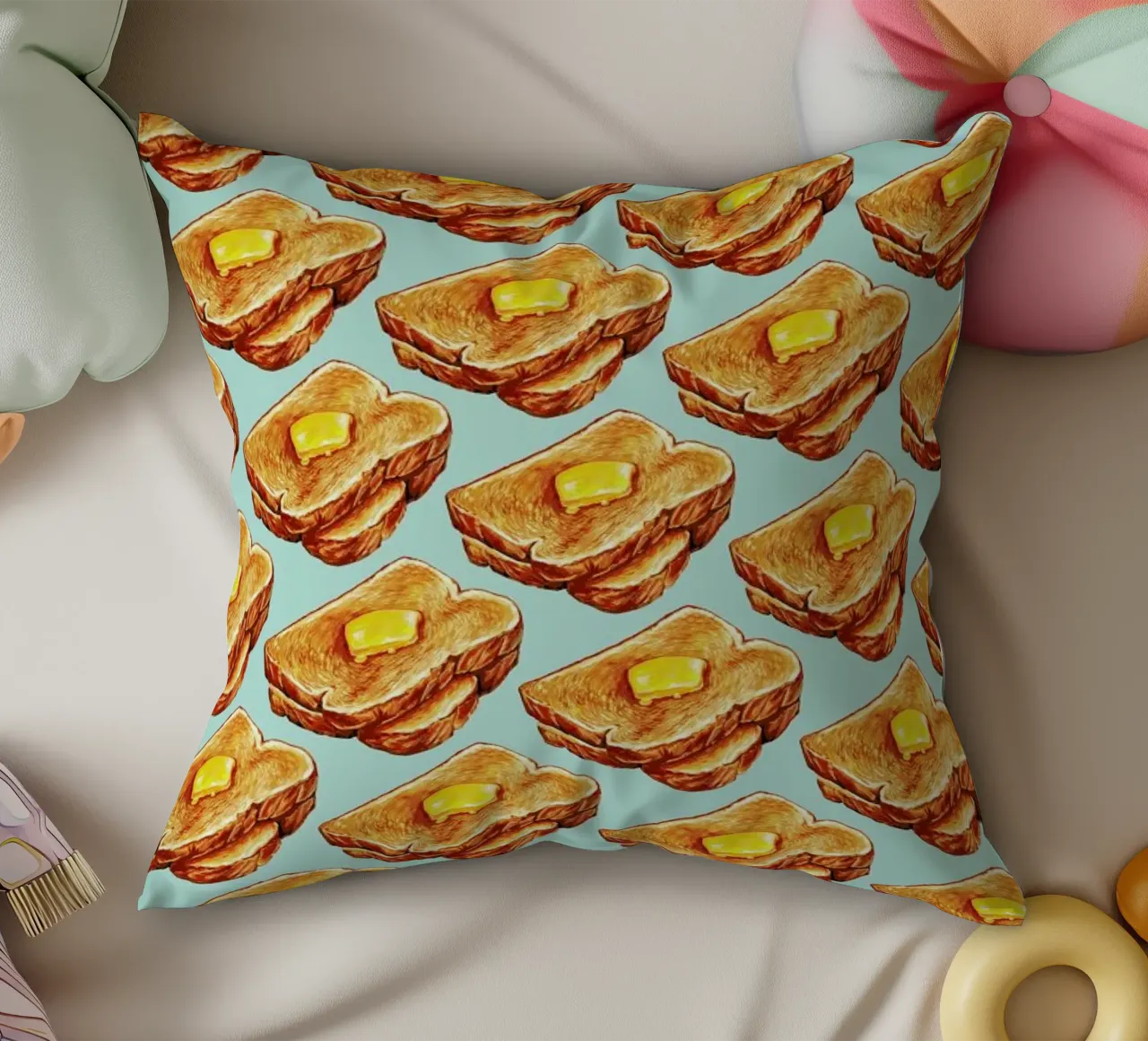 Buttered Toast Pattern cuscino da Kelly Gilleran