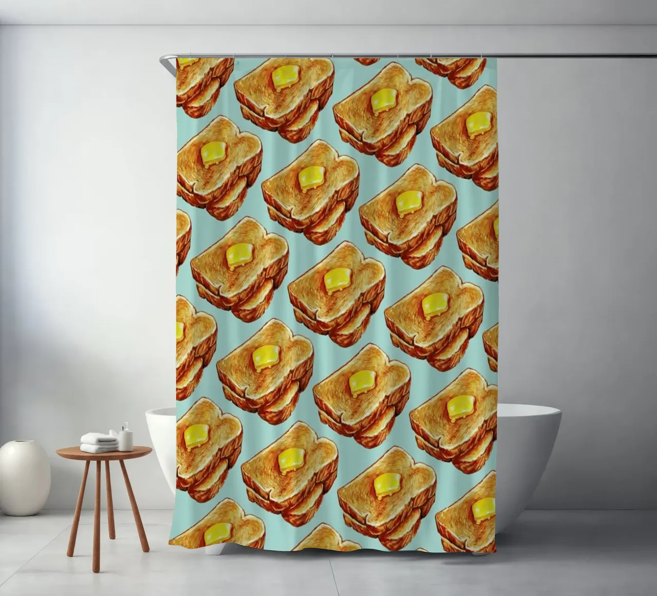 Buttered Toast Pattern Duschvorhang von Kelly Gilleran