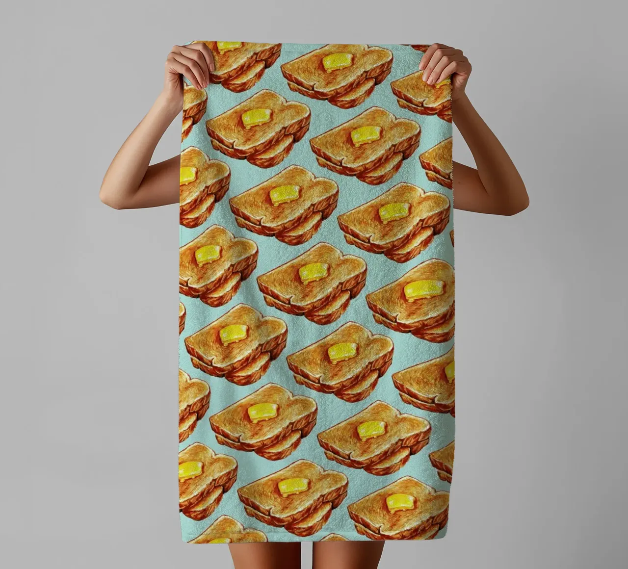 Buttered Toast Pattern towel by Kelly Gilleran