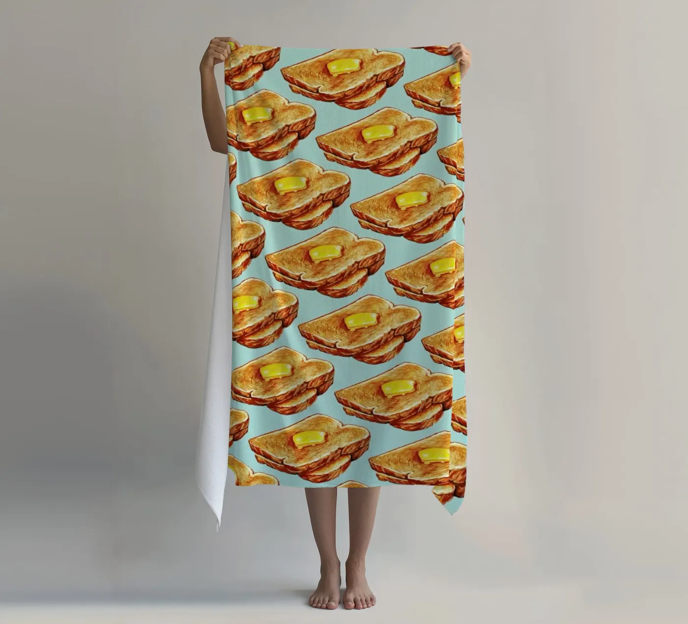 Buttered Toast Pattern beach towel by Kelly Gilleran