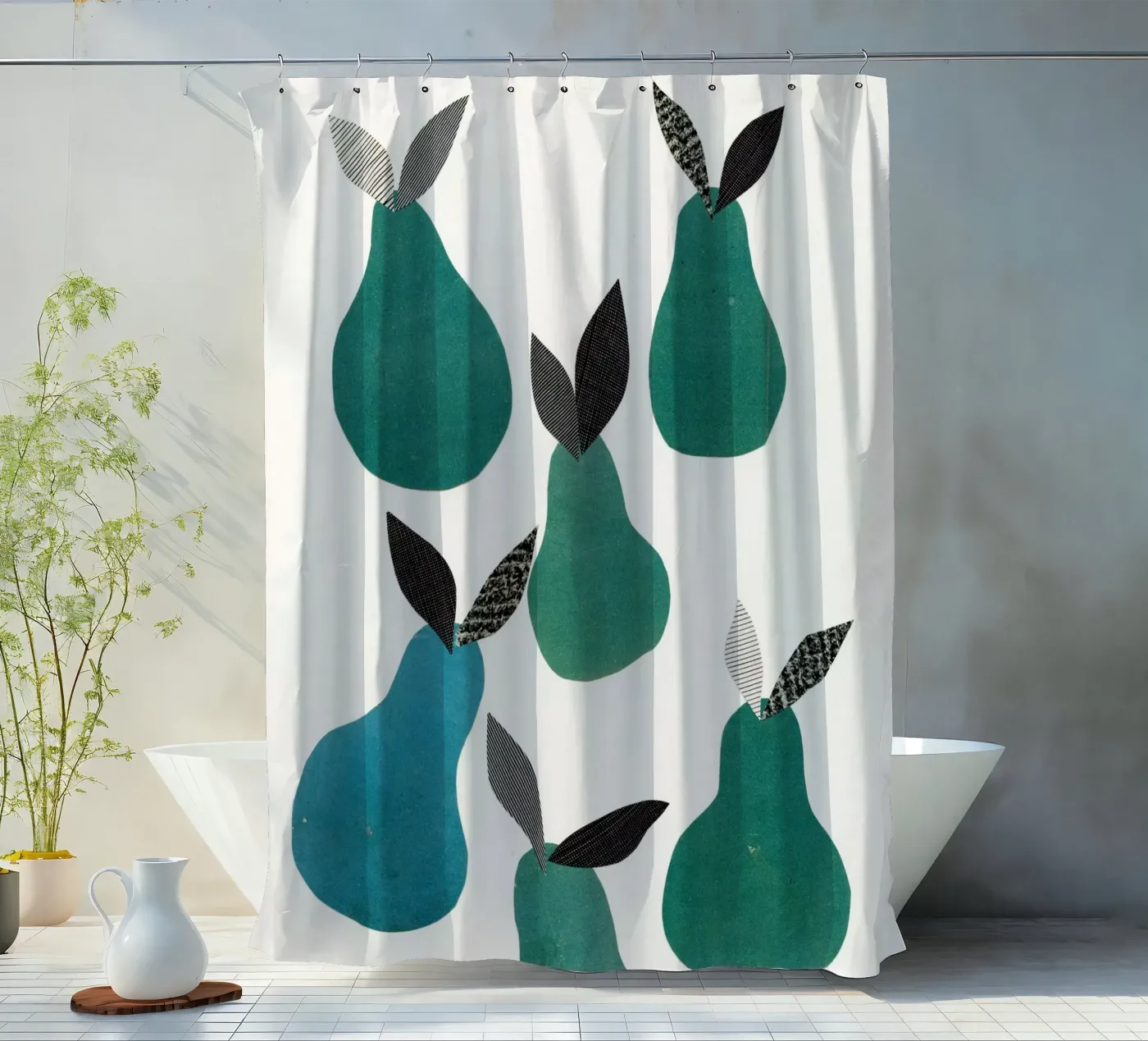Pears Duschvorhang von Cassia Beck Collage