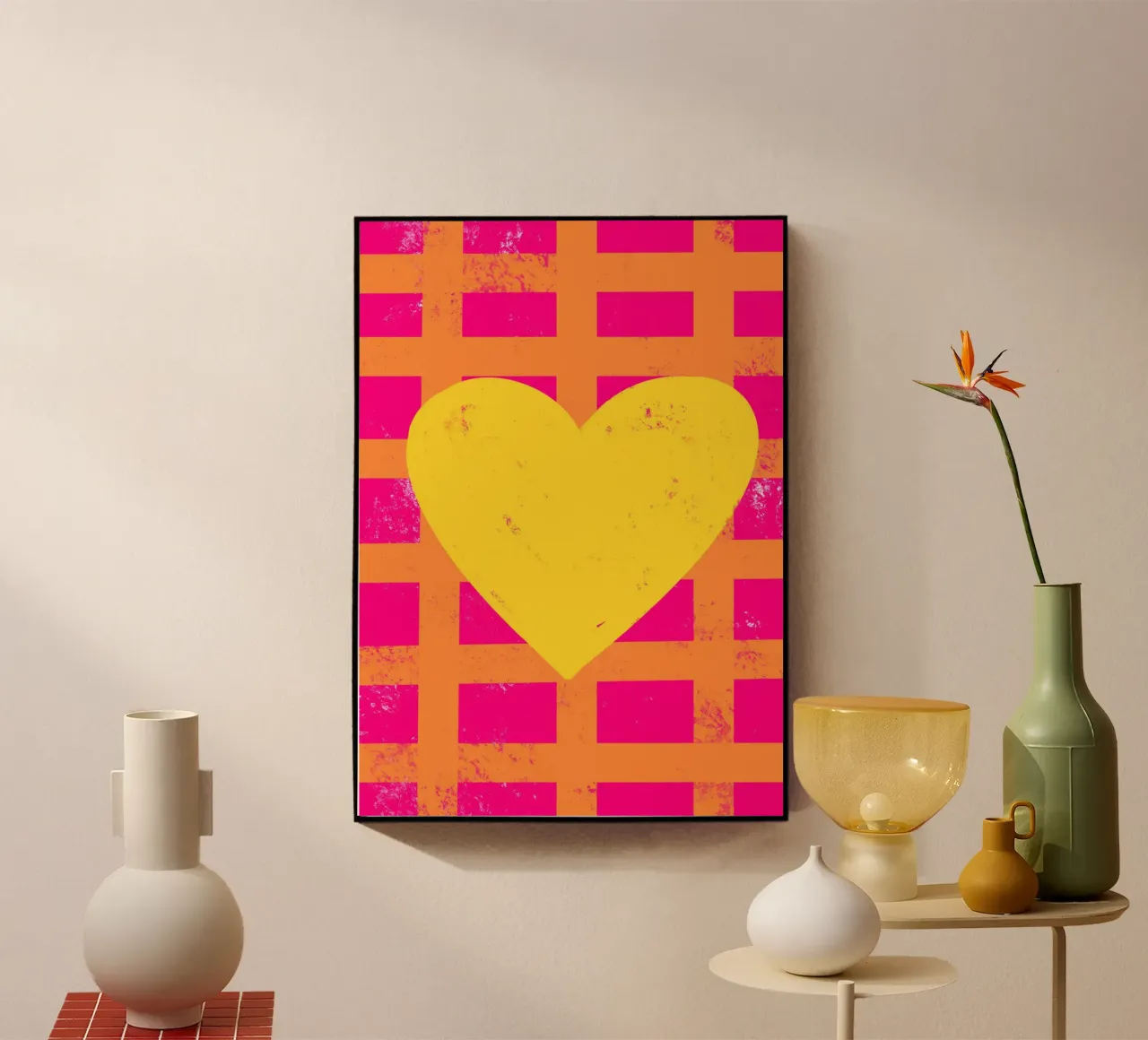 Geel hart acryl van Art House