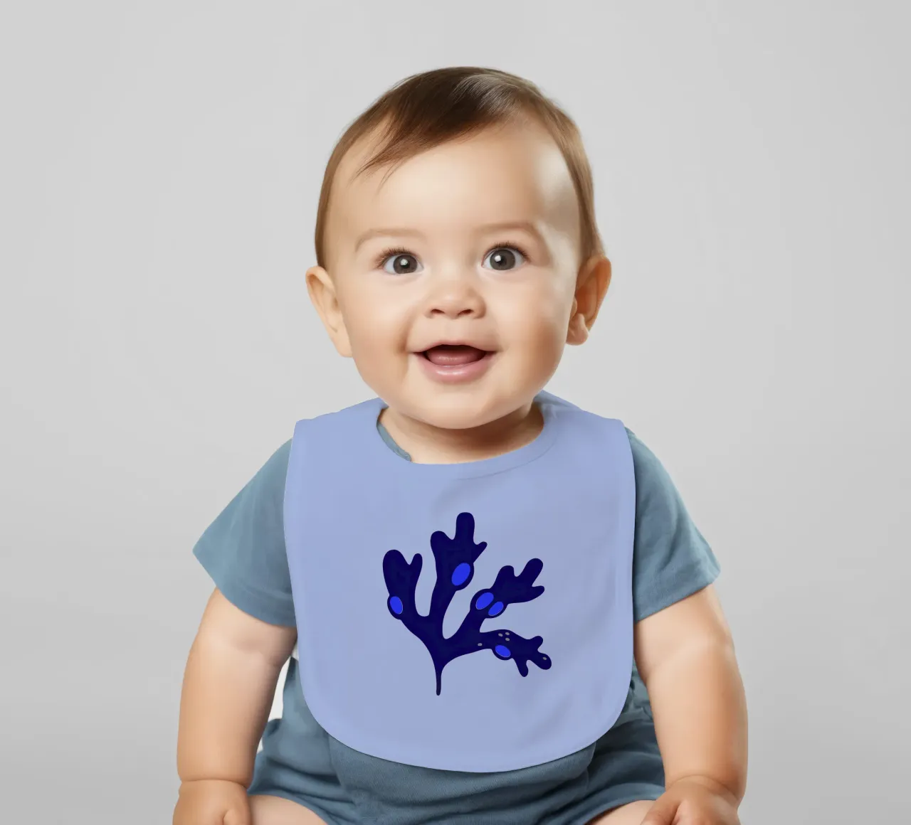 Bladderwrack Blue baby bib by Lidia Blomgren