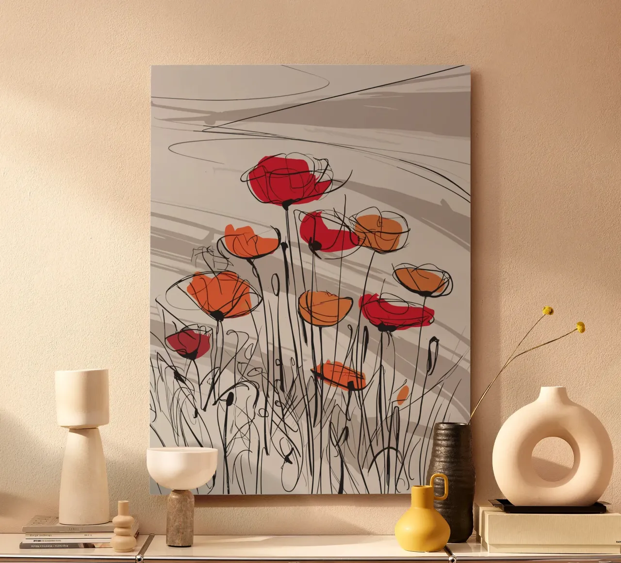 Abstract Poppies alluminio dibond da ramosashop