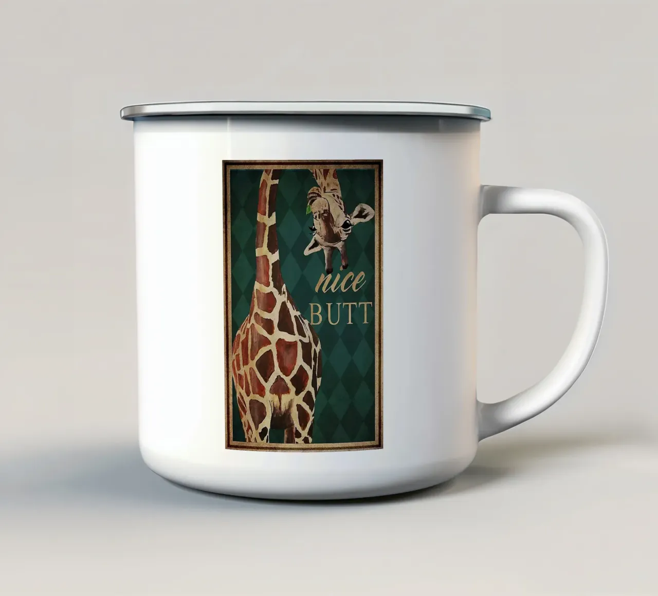Nice Butt Giraffe tazza in smalto da mirei aguerro