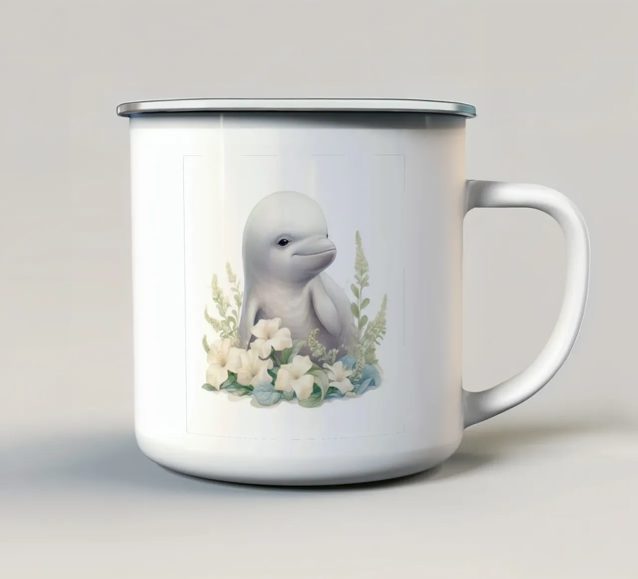 Piccolo di balena beluga tazza in smalto da Happy Littles