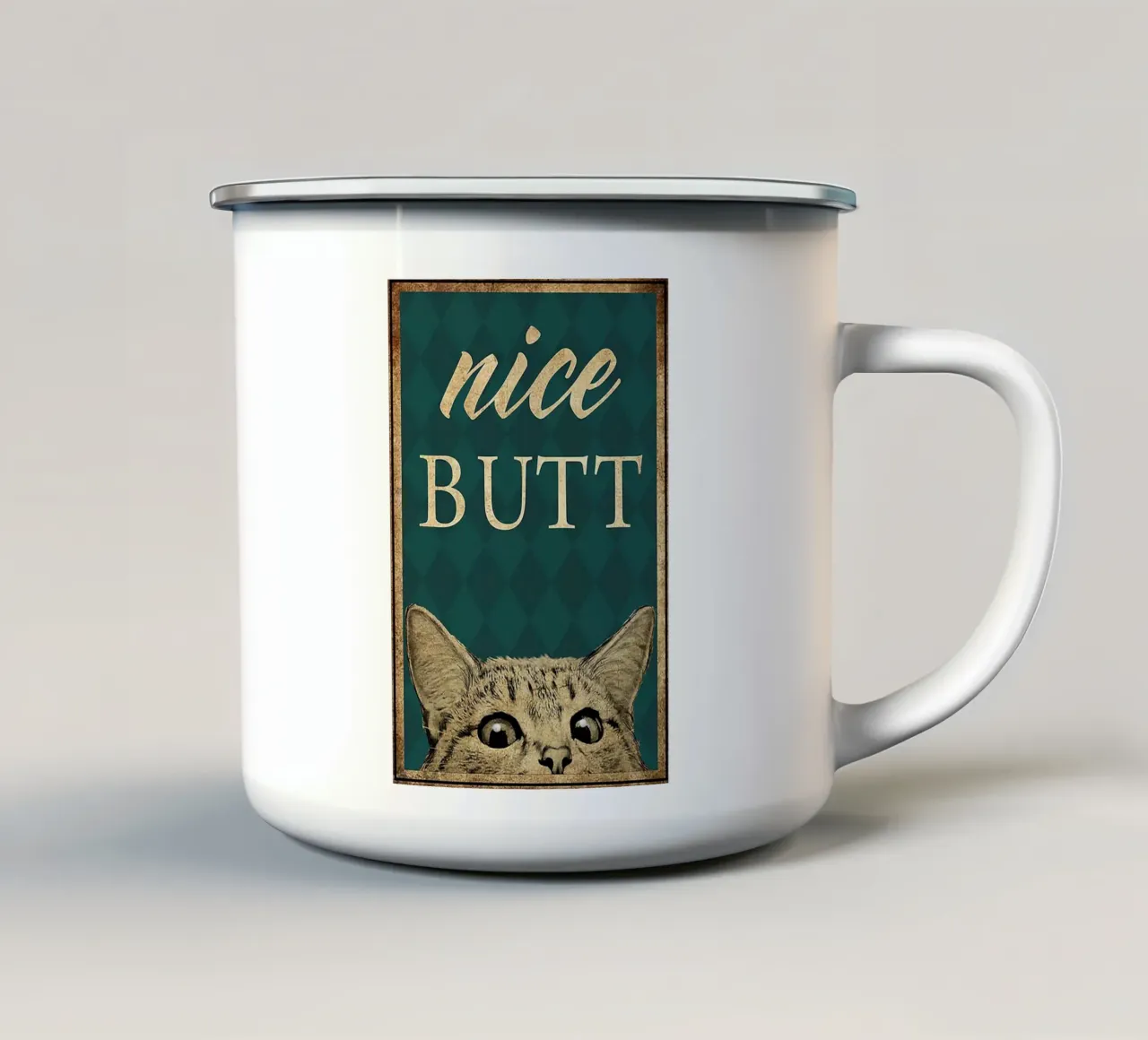 Nice Butt Cat tazza in smalto da mirei aguerro