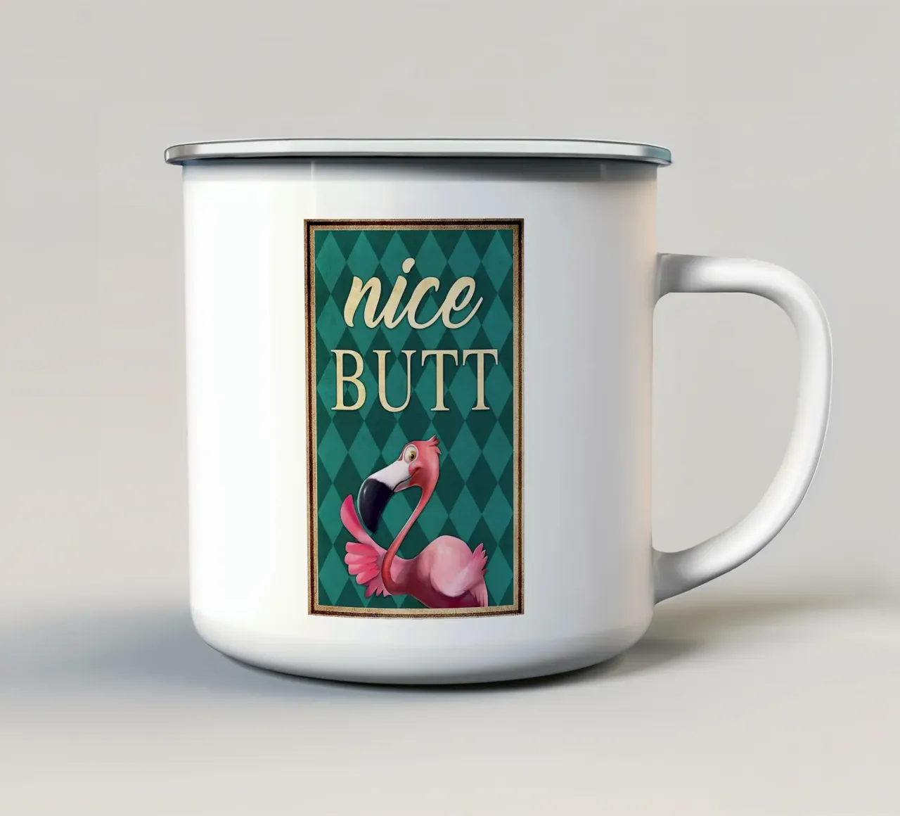 Nice Butt Flamingo tazza in smalto da mirei aguerro