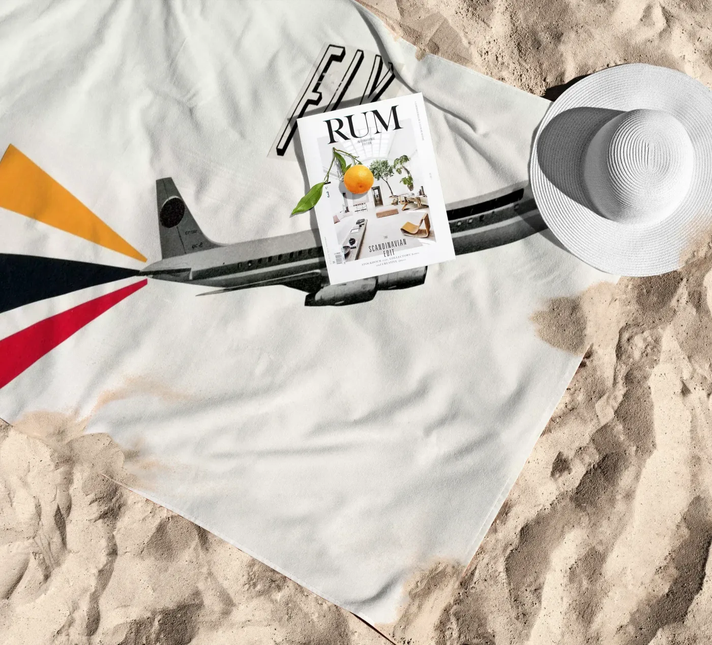 Fly beach towel by Cassia Beck Collage