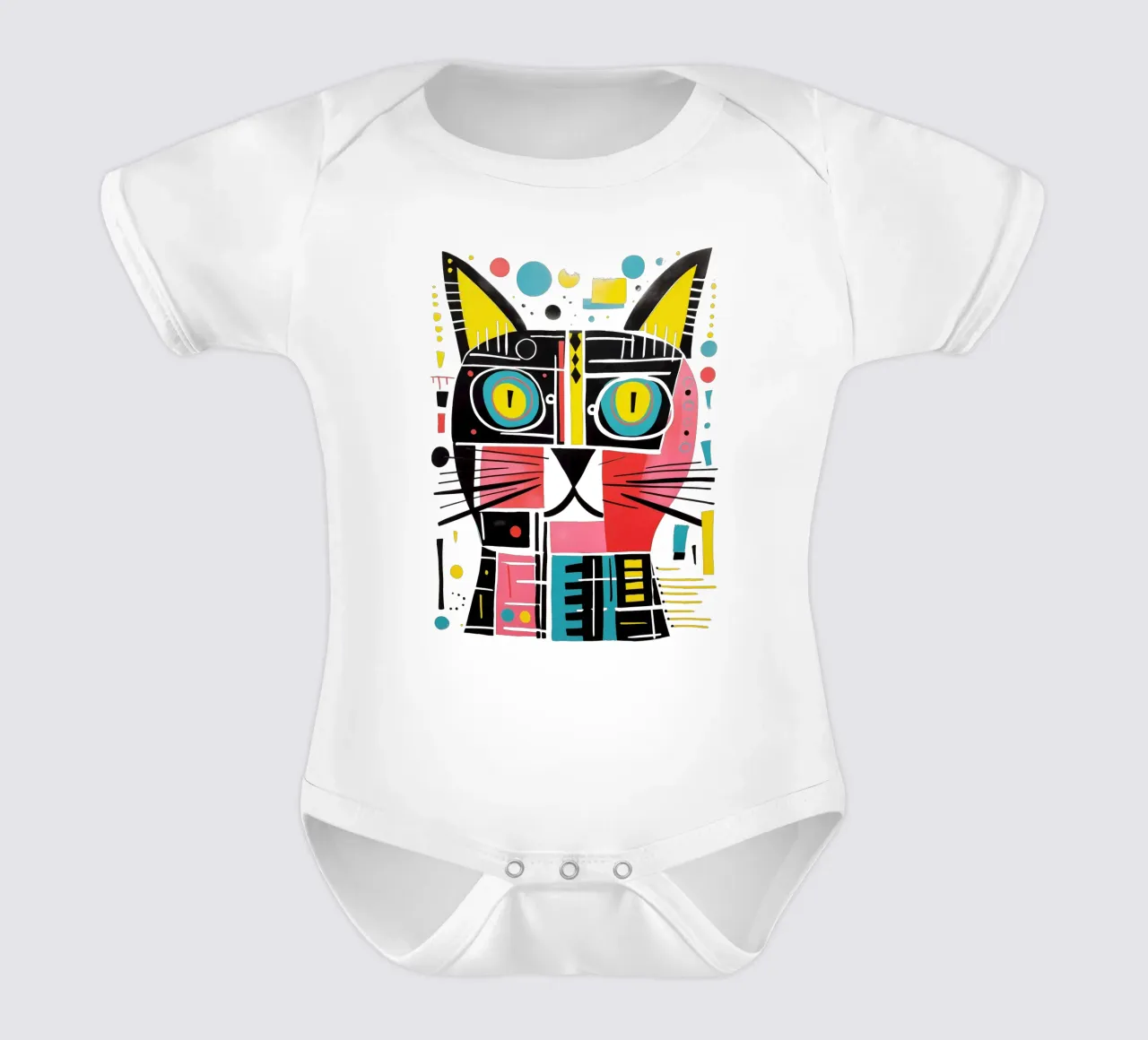 Abstracte kunst kat babyrompertje korte mouwen van Autofocus