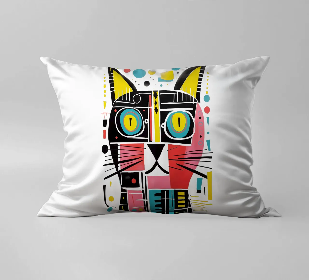 Abstract art cat decorative cushion by Autofocus