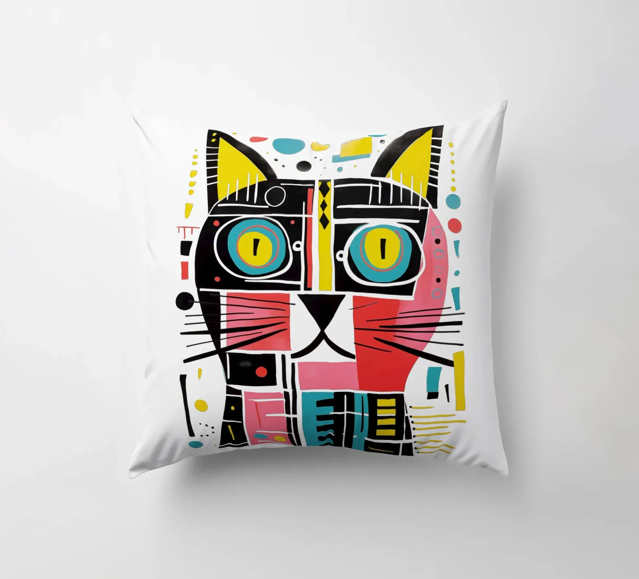 Abstract art cat decorative cushion by Autofocus
