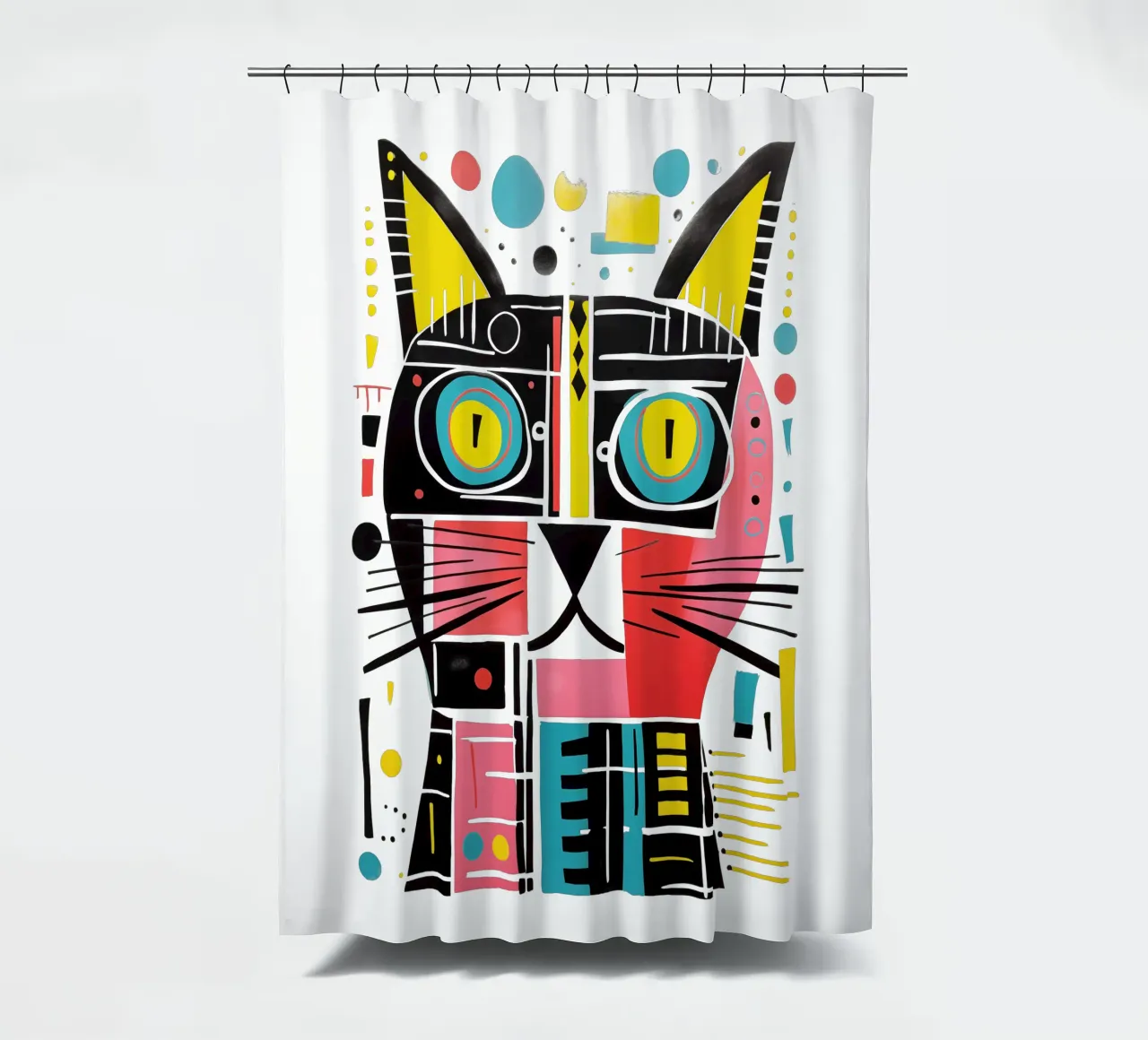 Abstract art cat shower curtain by Autofocus