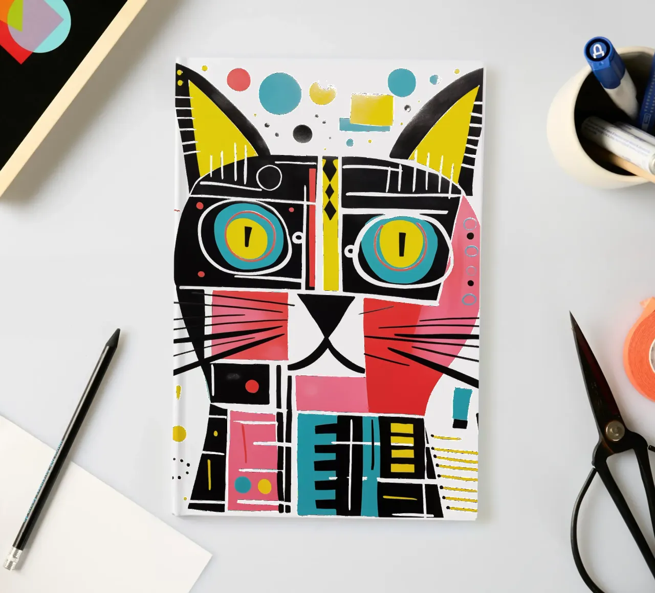 Abstract art cat notebook by Autofocus