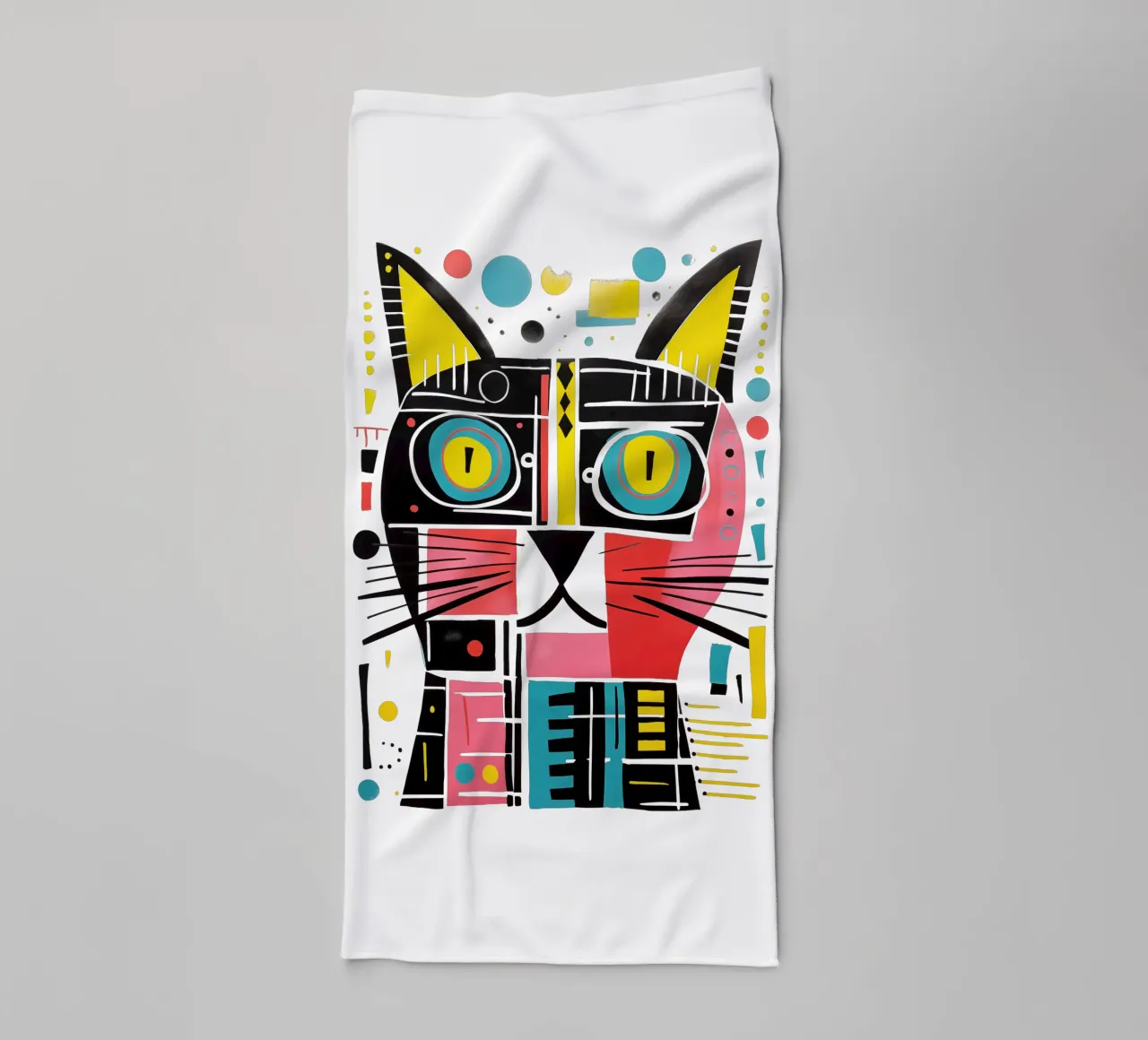 Abstract art cat towel by Autofocus