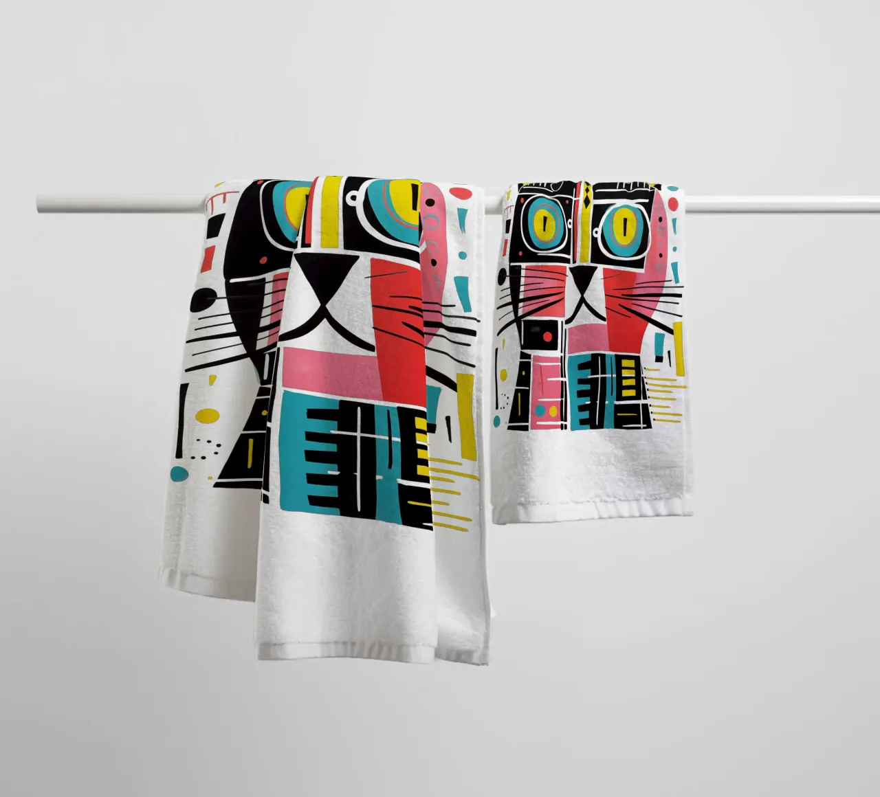 Abstract art cat towel by Autofocus