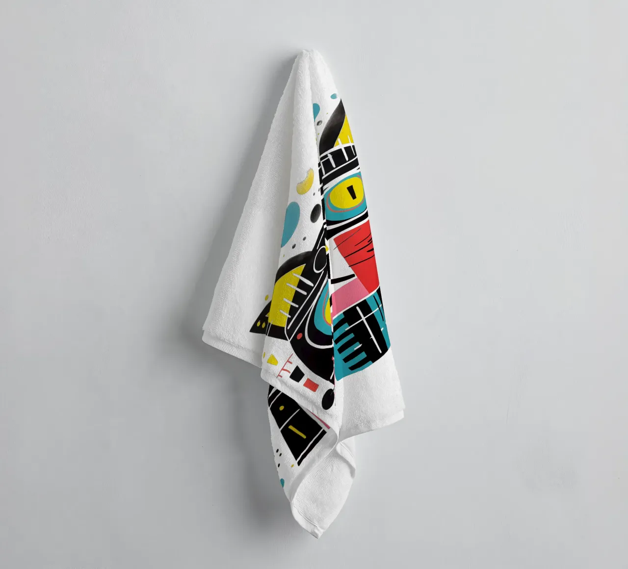Abstract art cat towel by Autofocus