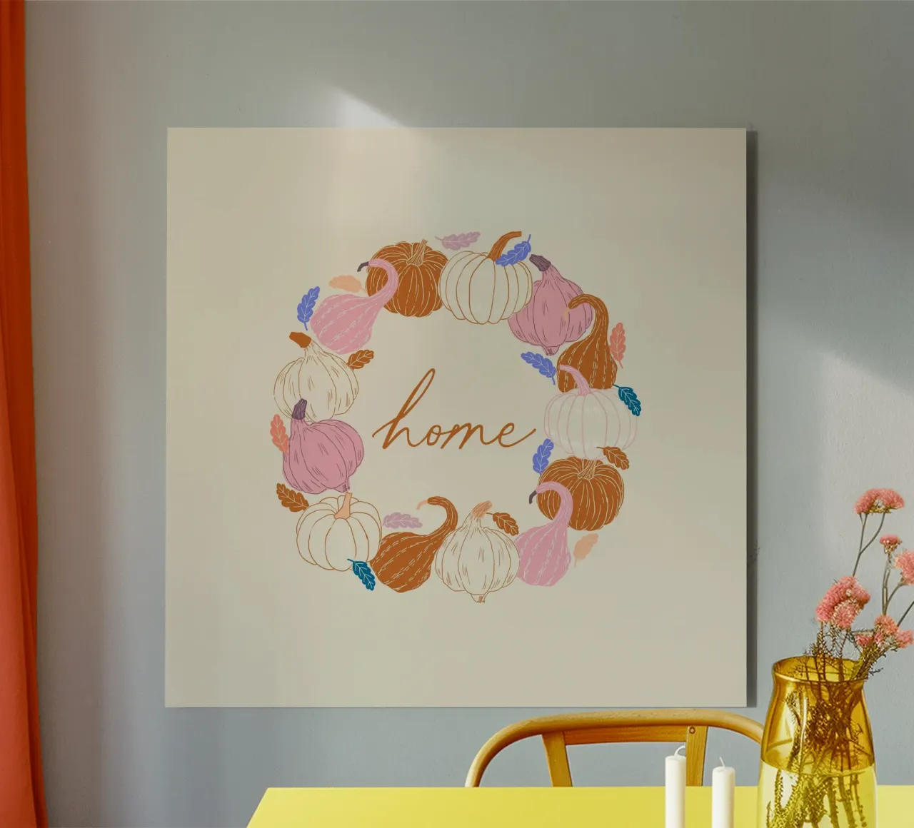 Herbstkranz Kürbis alluminio dibond da youdesignme
