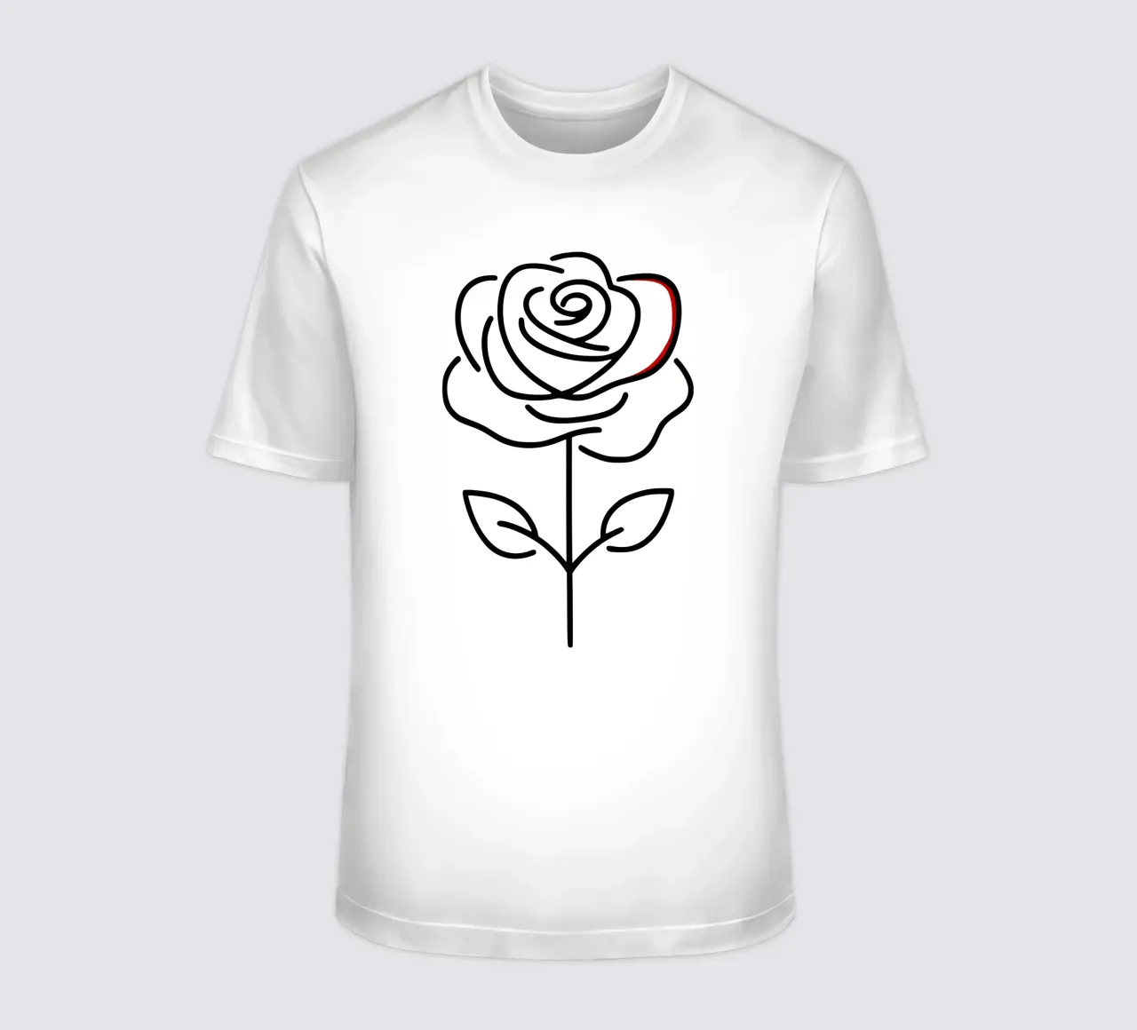 Rosa in versione minimalista con un tocco di rosso t-shirt da Bold & Simple