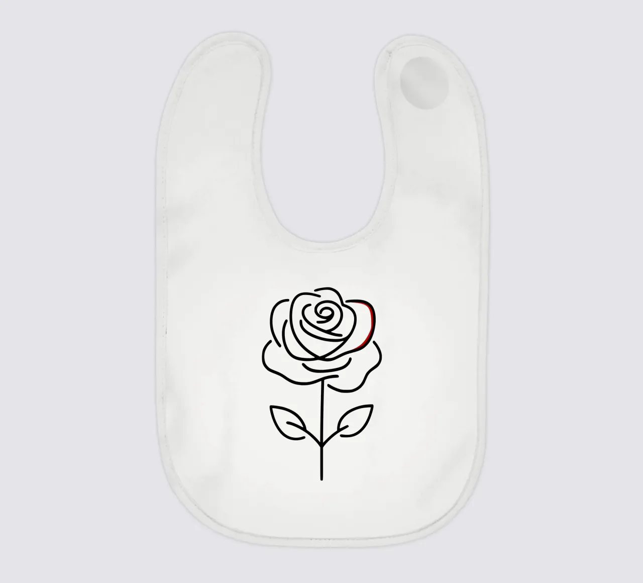 Rosa in versione minimalista con un tocco di rosso bavaglino da Bold & Simple