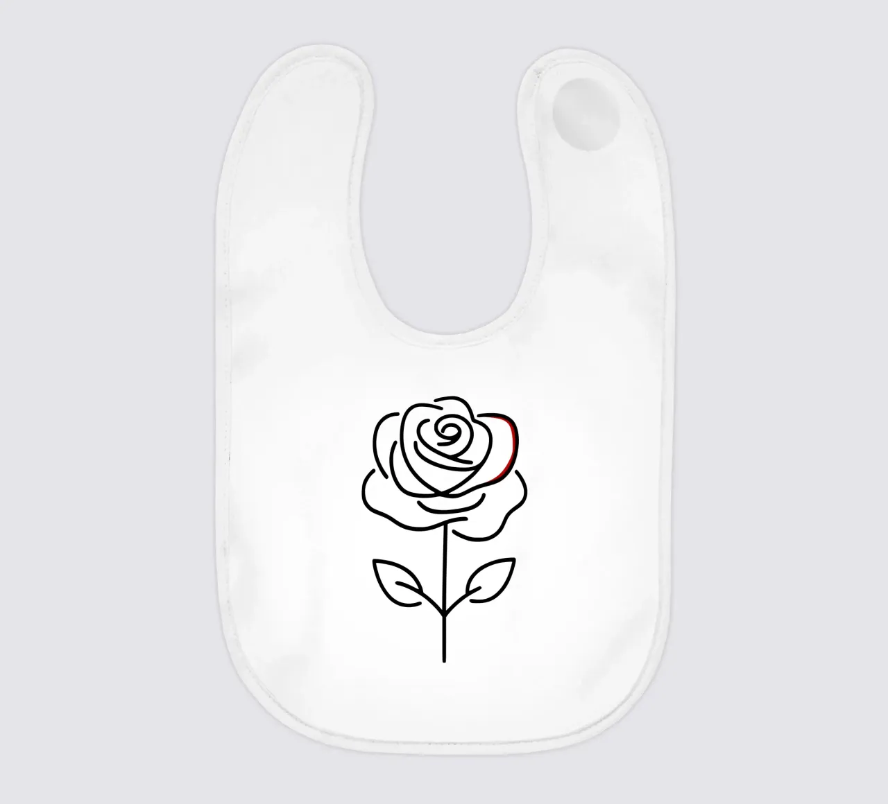 Rosa in versione minimalista con un tocco di rosso bavaglino da Bold & Simple