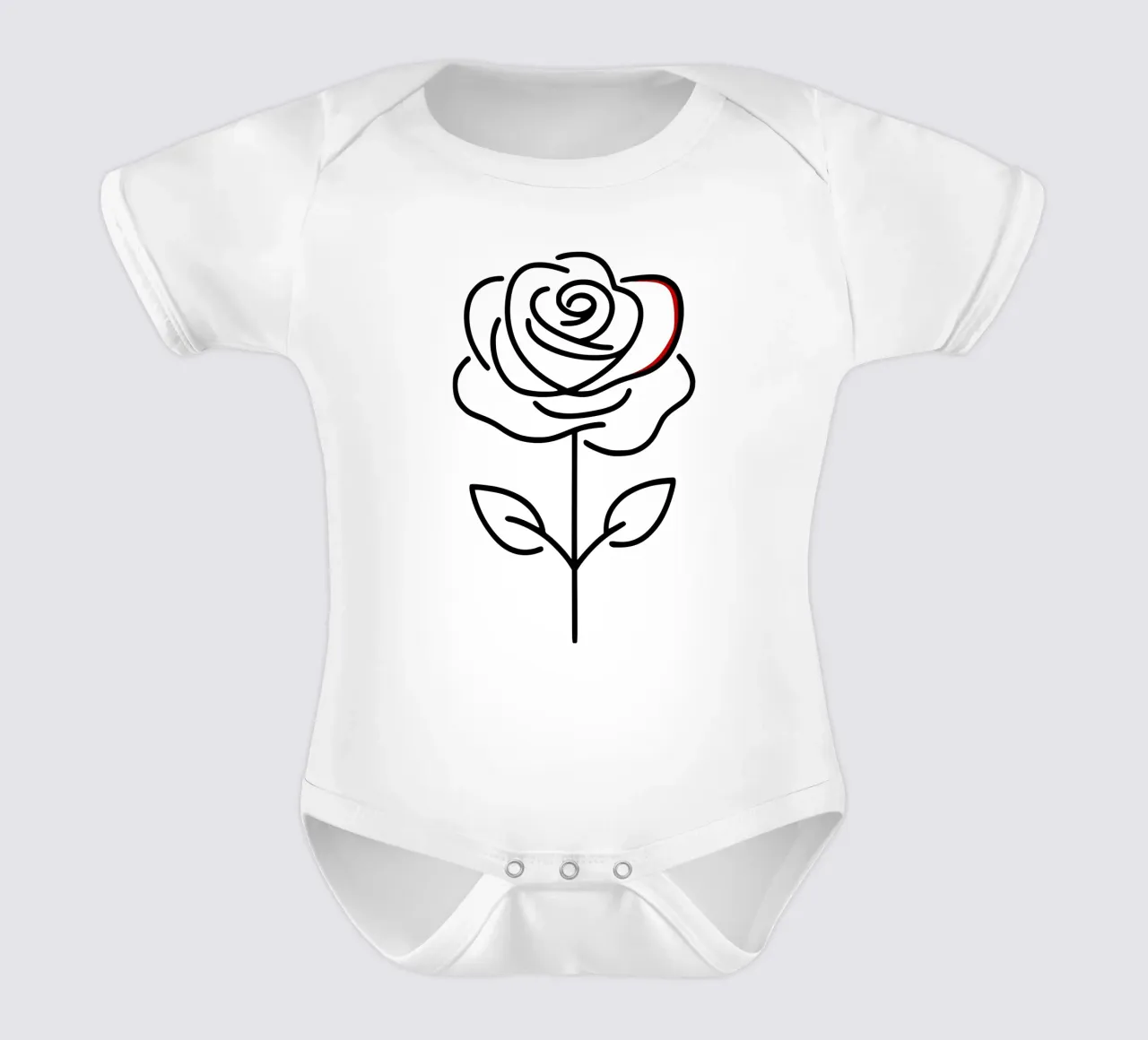 Rosa in versione minimalista con un tocco di rosso body neonato maniche corte da Bold & Simple
