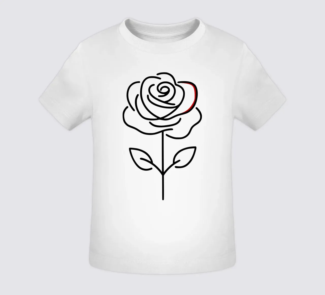 Rosa in versione minimalista con un tocco di rosso maglietta neonato da Bold & Simple