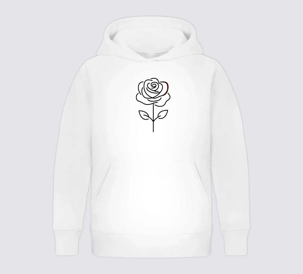 Rosa in versione minimalista con un tocco di rosso felpa bambino con cappuccio da Bold & Simple