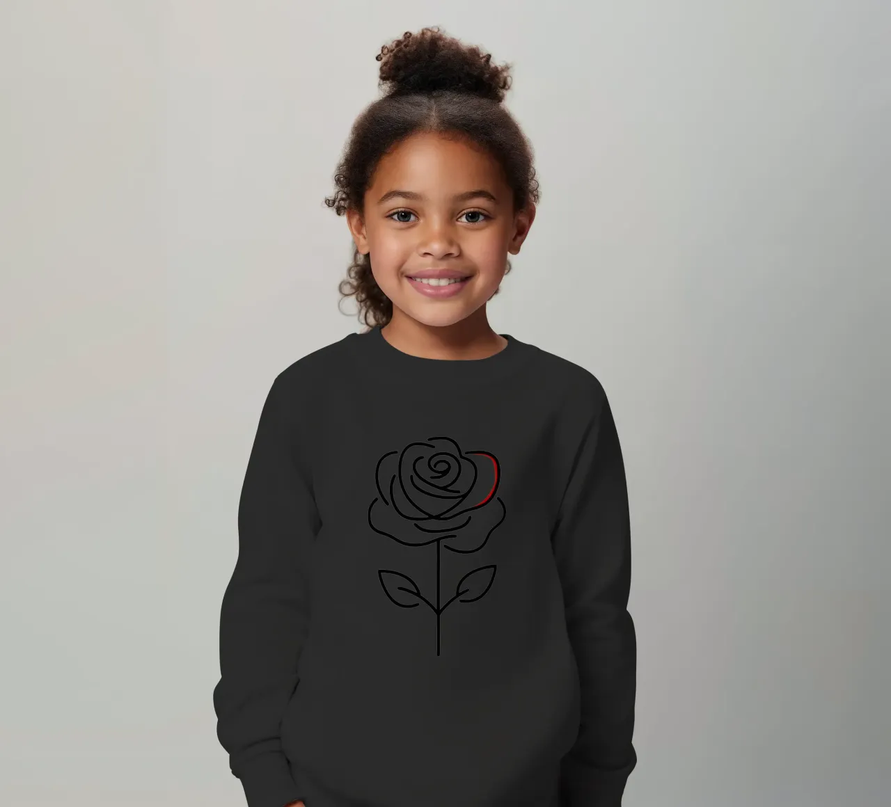 Rosa in versione minimalista con un tocco di rosso felpa bambino da Bold & Simple