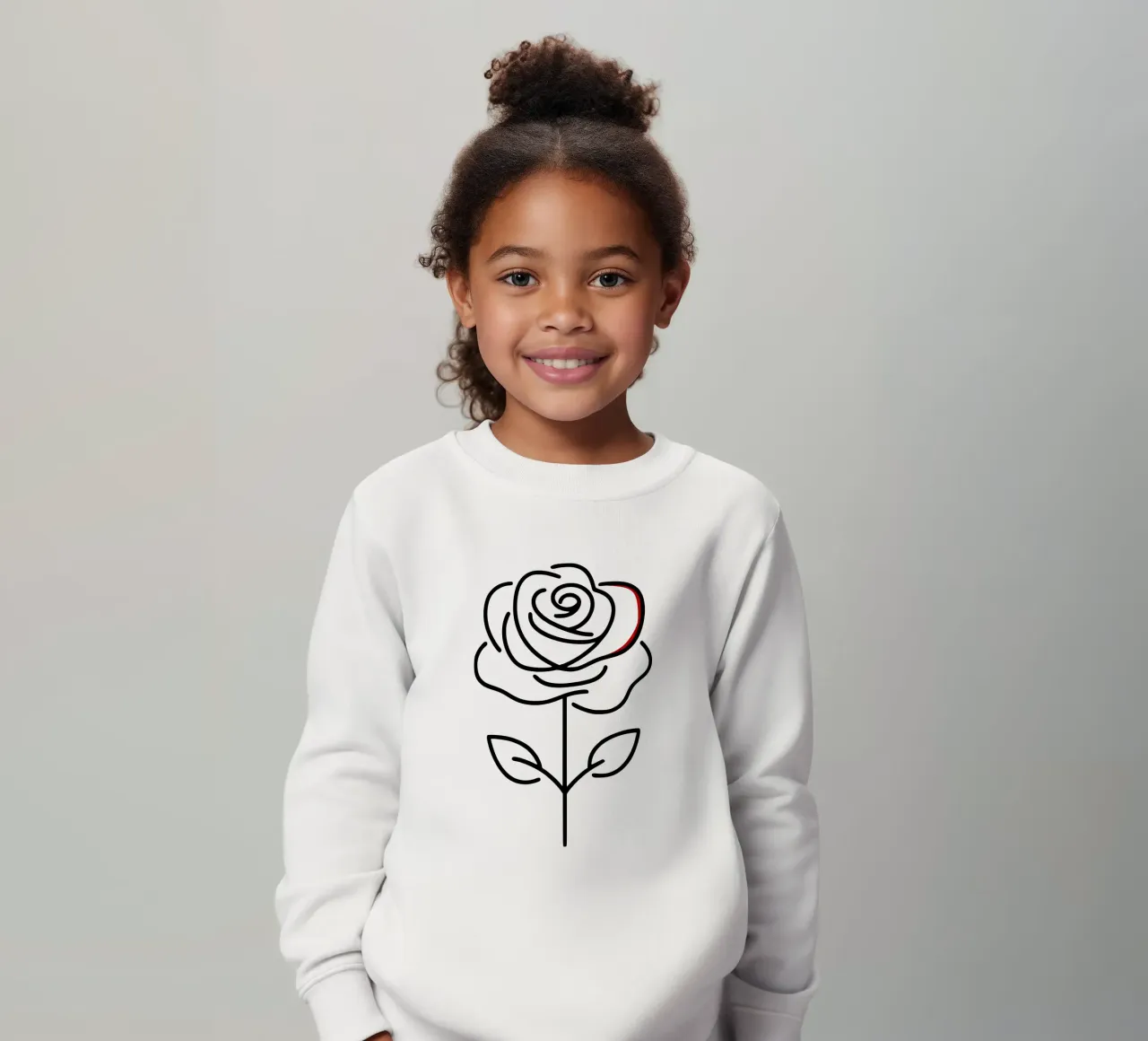 Rosa in versione minimalista con un tocco di rosso felpa bambino da Bold & Simple