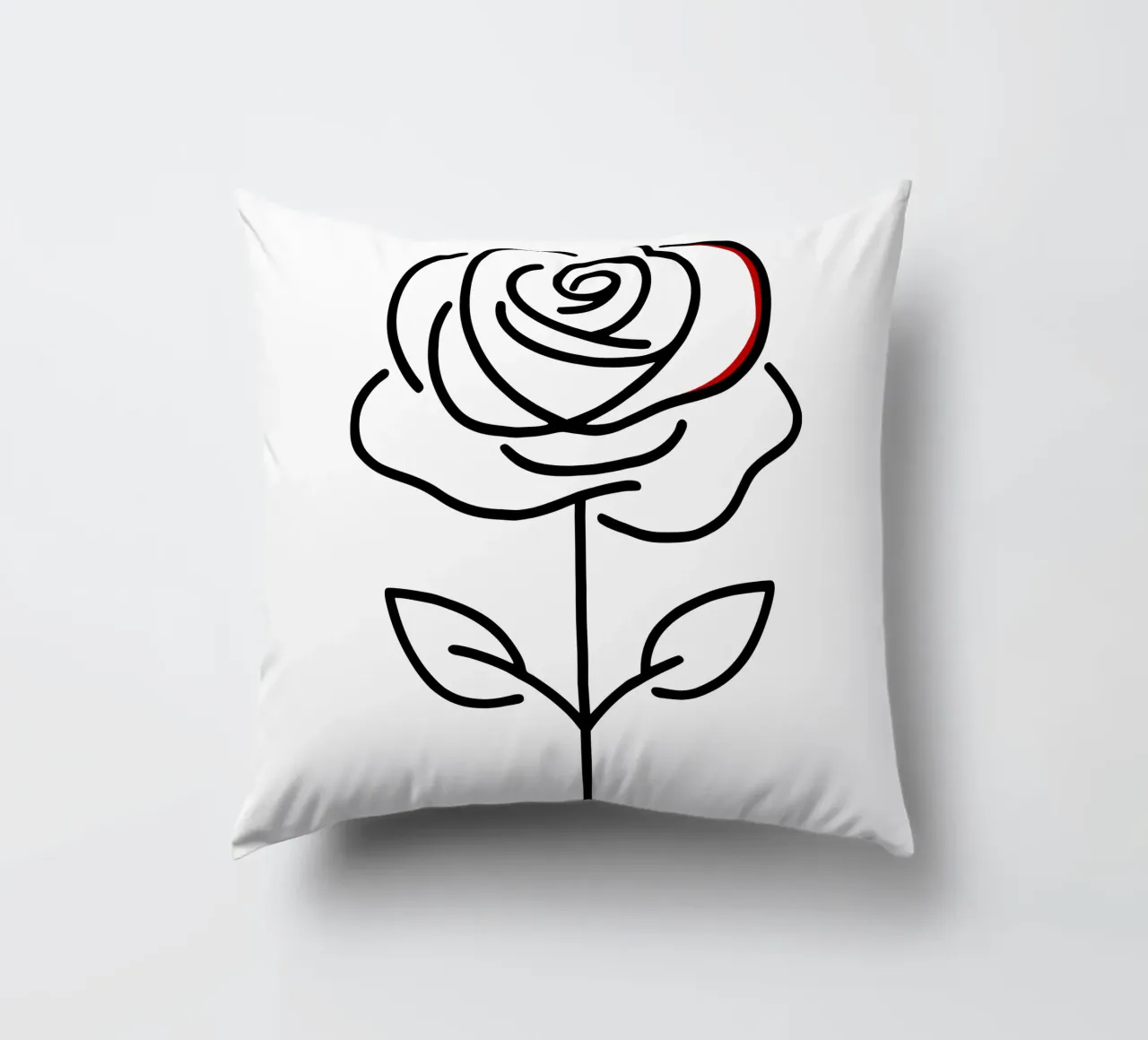 Rosa in versione minimalista con un tocco di rosso cuscino da Bold & Simple