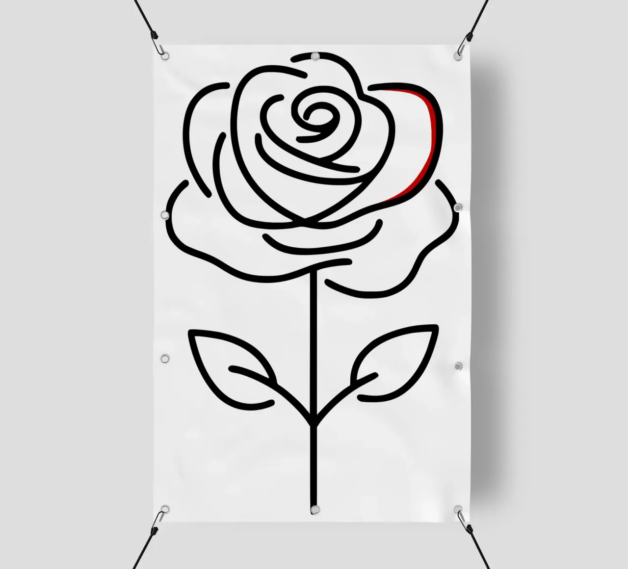 Rosa in versione minimalista con un tocco di rosso telo in pvc da Bold & Simple