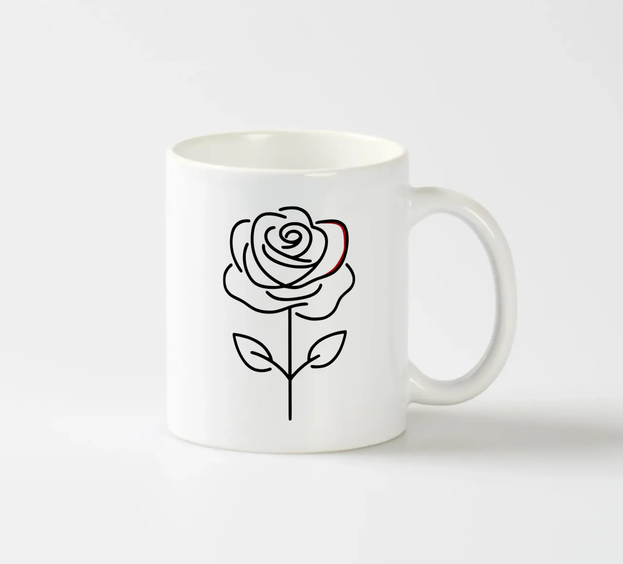 Rosa in versione minimalista con un tocco di rosso tazza in ceramica da Bold & Simple