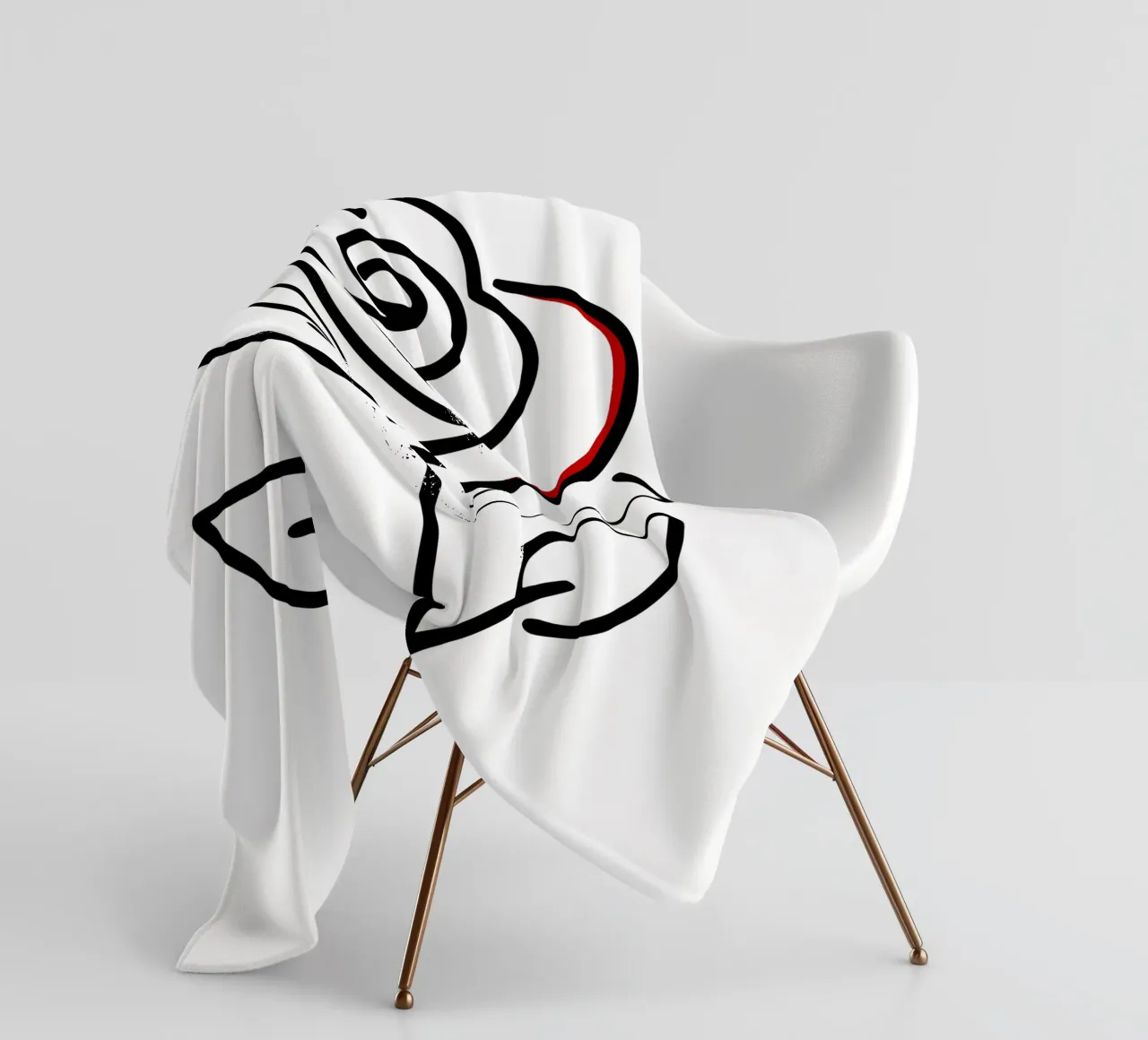 Rosa in versione minimalista con un tocco di rosso coperta in pile da Bold & Simple