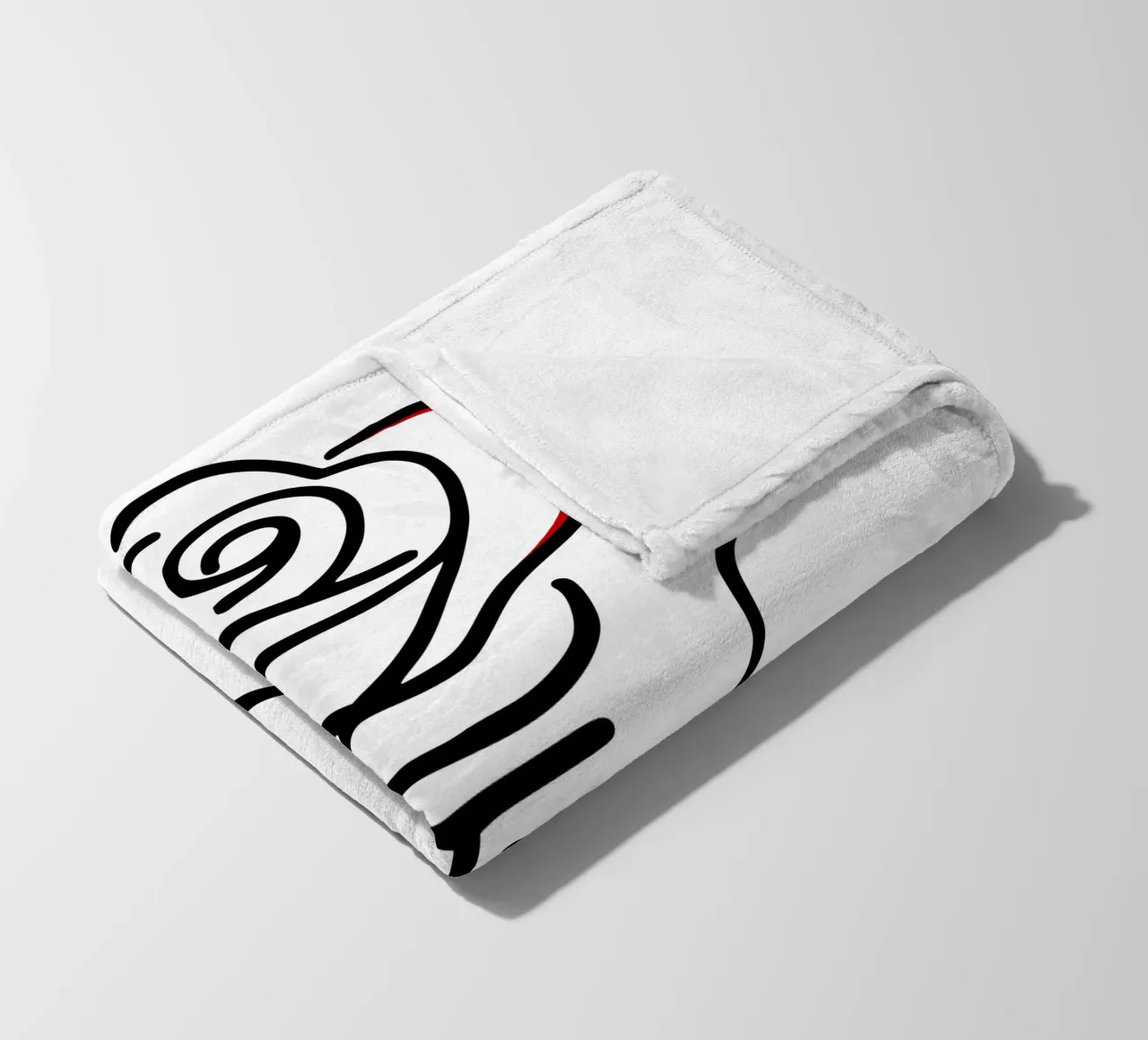 Rosa in versione minimalista con un tocco di rosso coperta in pile da Bold & Simple