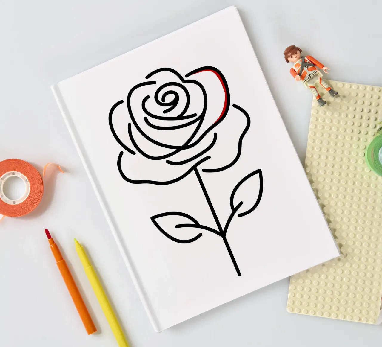 Rose in minimalism with a touch of red notebook by Bold & Simple