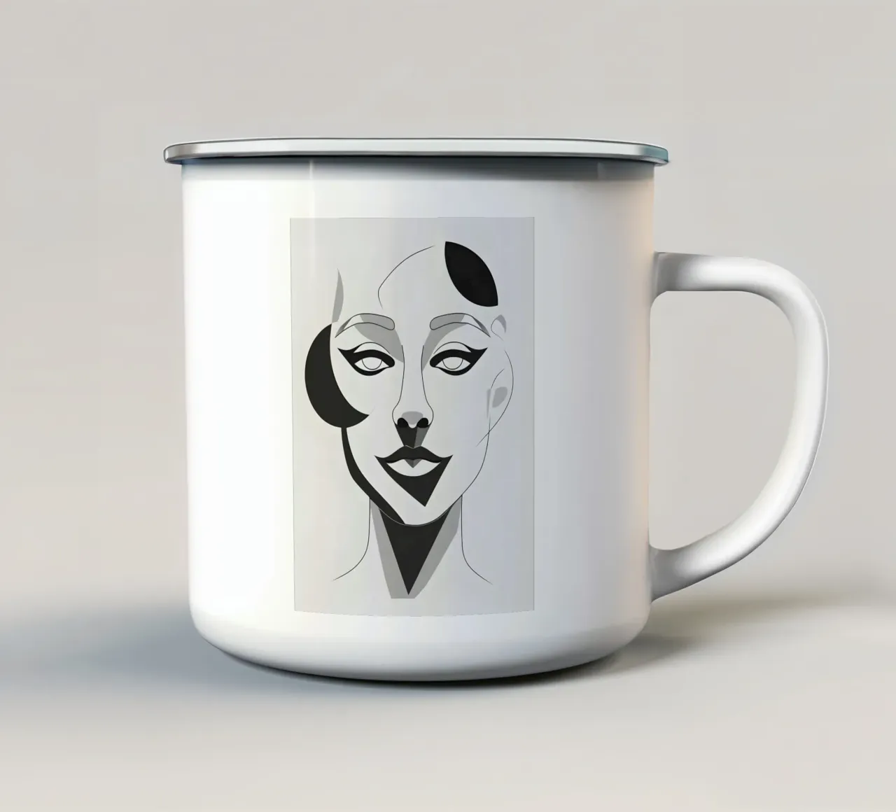 Abstracte gezichtscontour emaille mok van LIFESTYLE OBJECTS