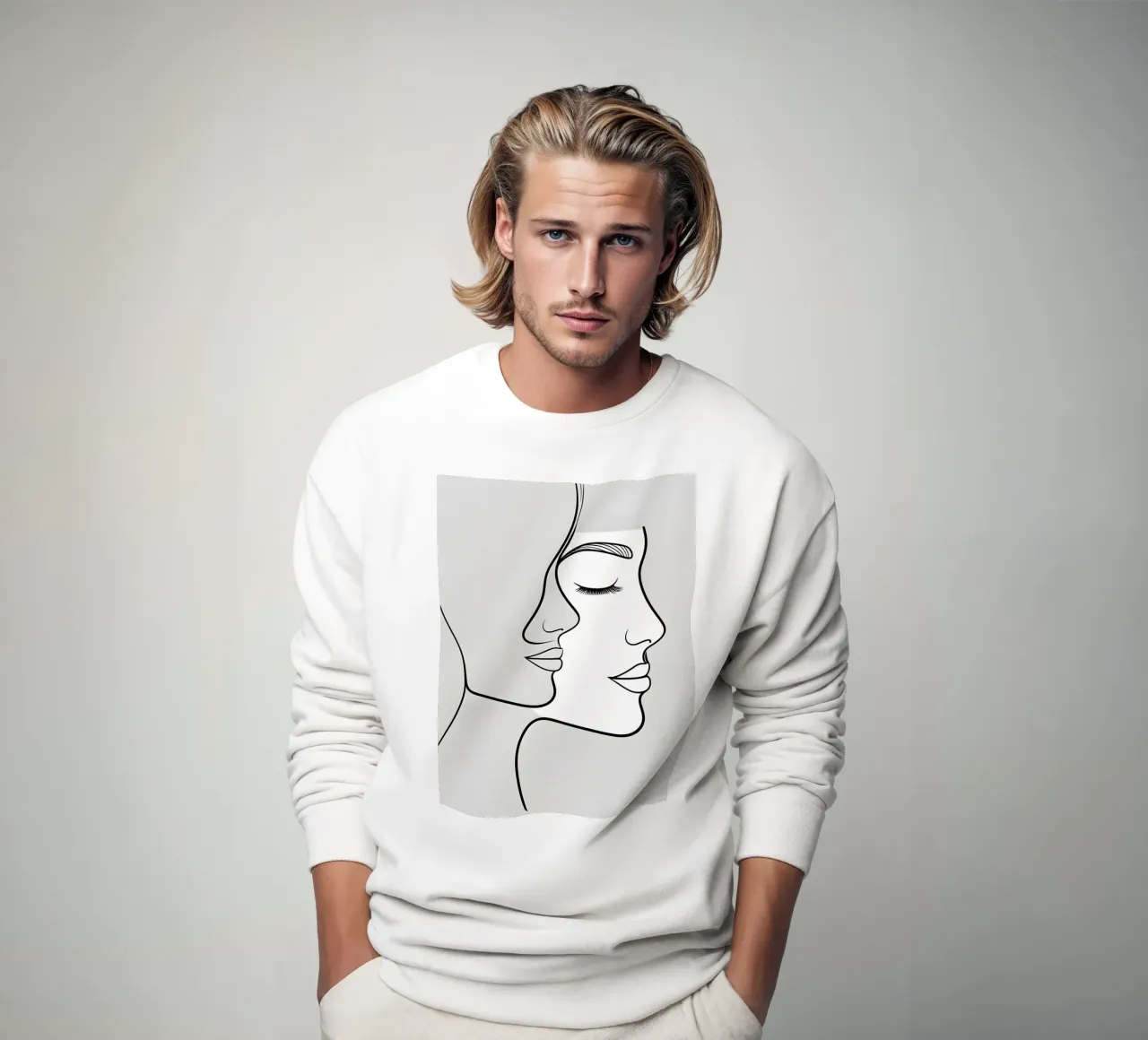 Line art a mezza faccia felpa da LIFESTYLE OBJECTS