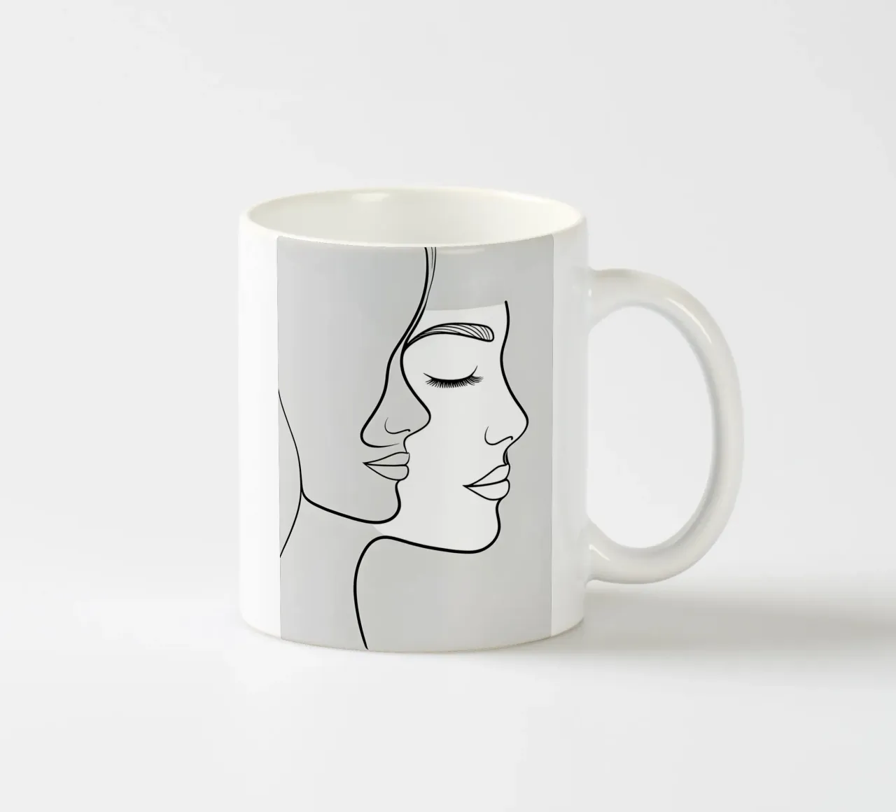 Line art a mezza faccia tazza in ceramica da LIFESTYLE OBJECTS