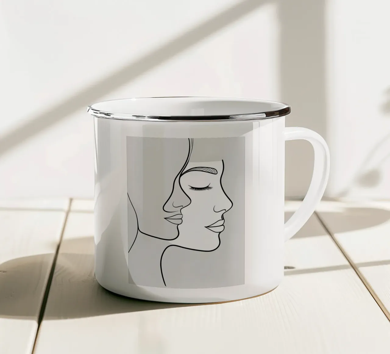Line art a mezza faccia tazza in smalto da LIFESTYLE OBJECTS
