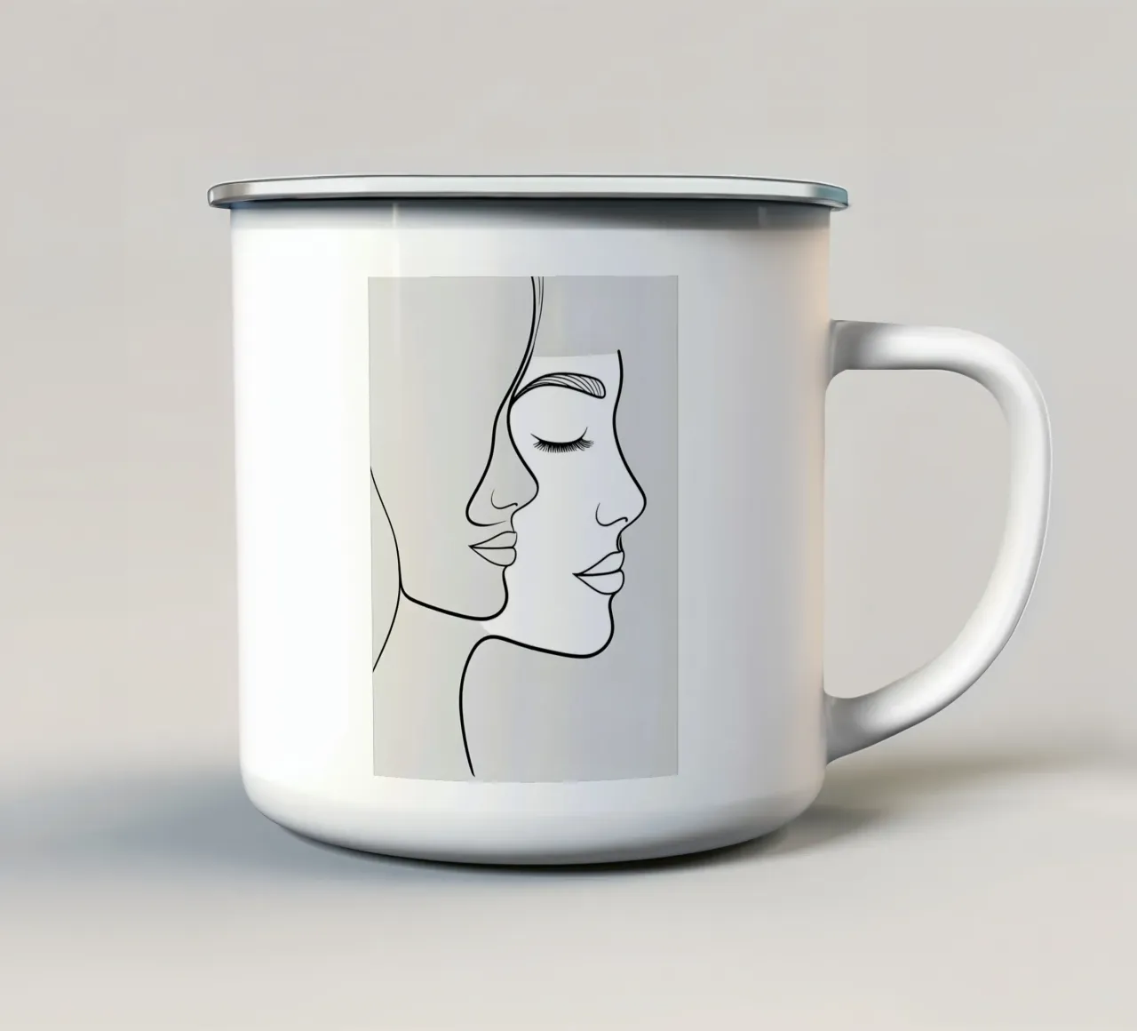 Line art a mezza faccia tazza in smalto da LIFESTYLE OBJECTS