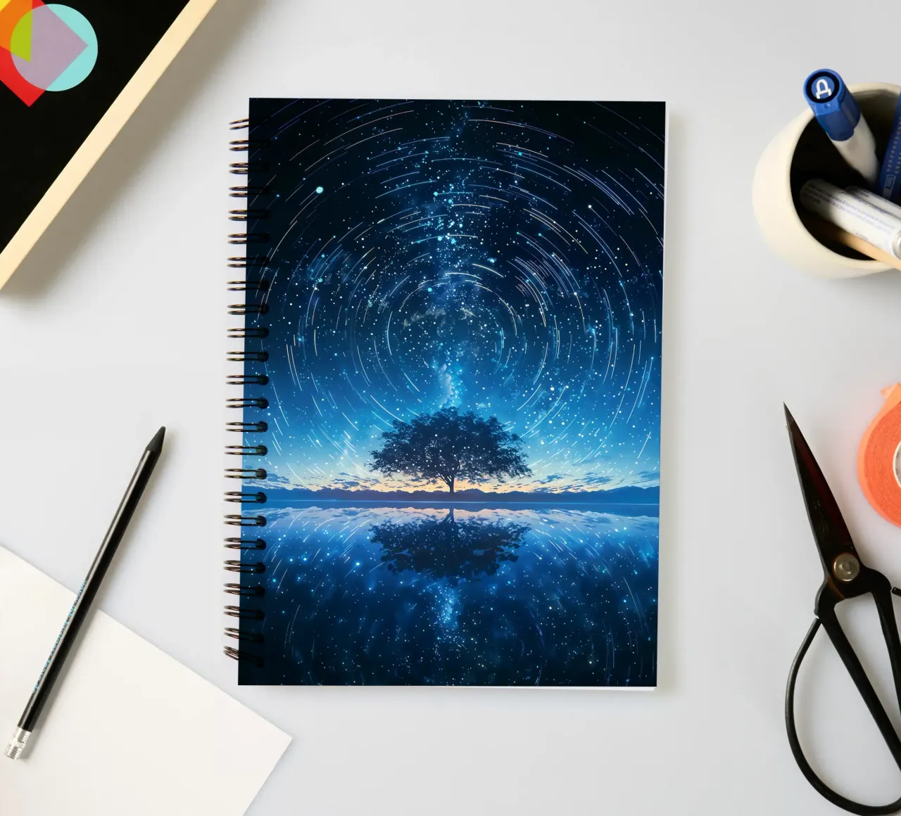 Tree and Starry Reflection spiral notebook by Ethan Smith